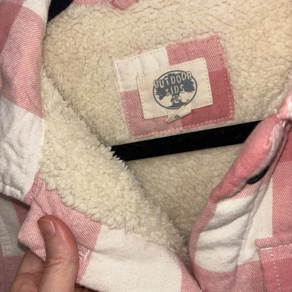 Outdoor Kid's Girl's L Large Shacket Button Down Flannel Shirt Sherpa Lined - Picture 4 of 6